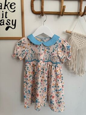Marie Nicole boutique floral dress w/ smocking *NWT* - 2XS - fits like 18-24m